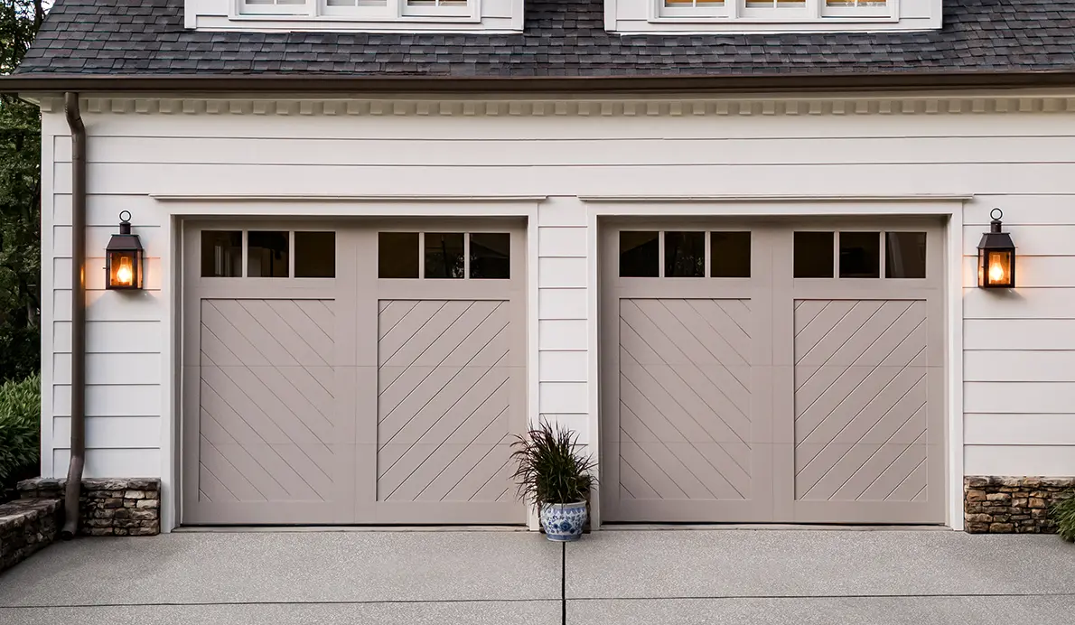 Composite faux wood garage door