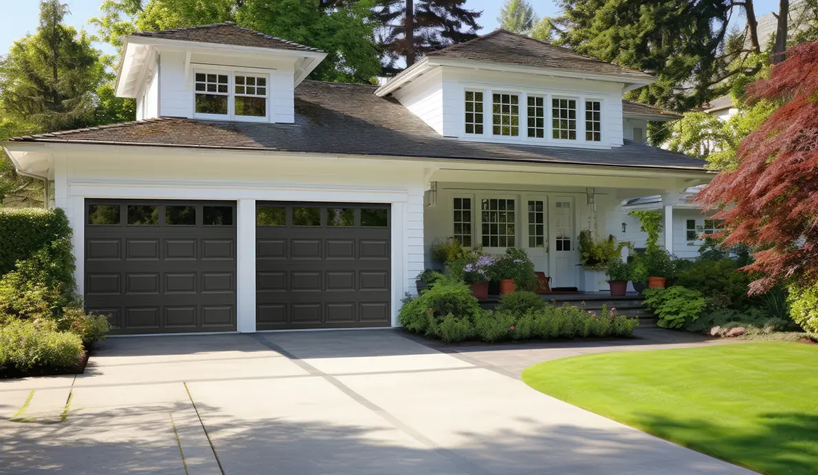 Clopay Classic Steel garage door in Iron Ore finish