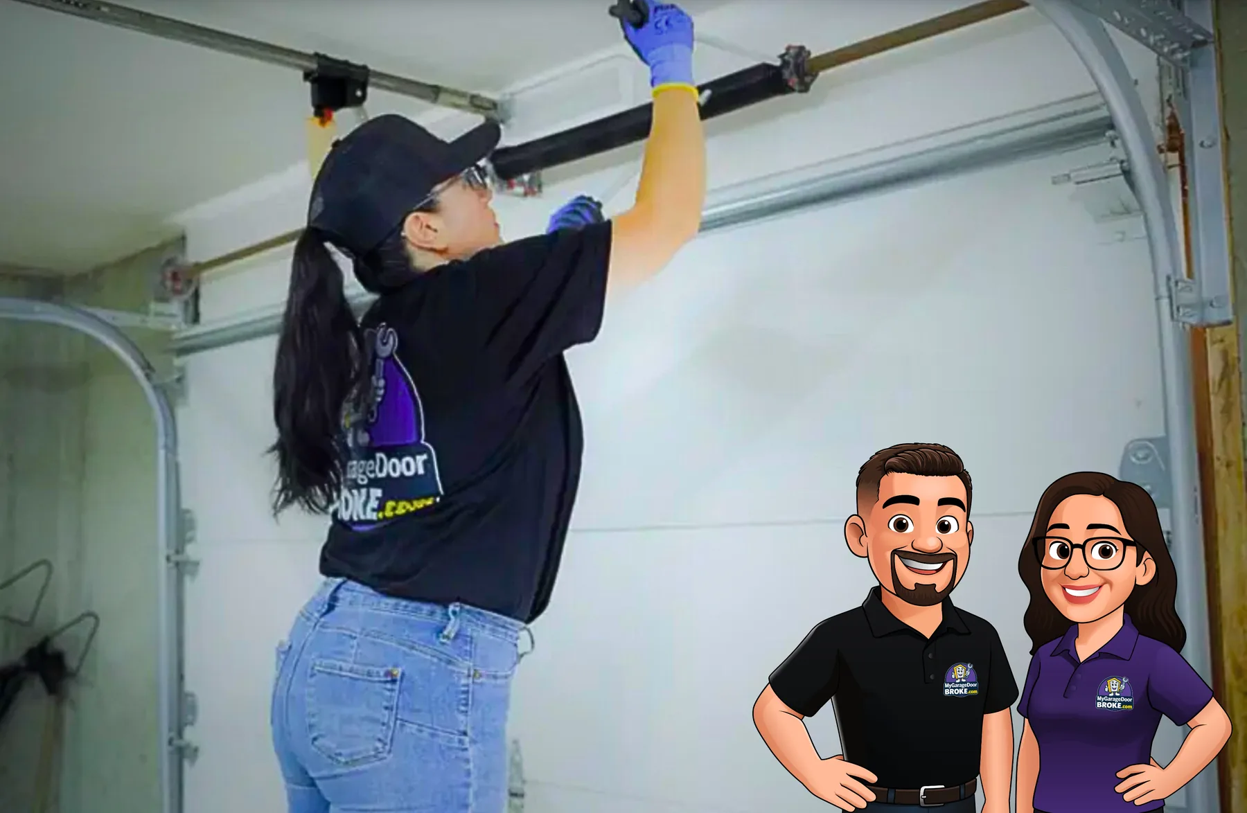 Michelle servicing a garage door system